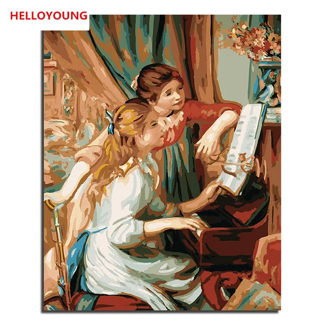 Музыка мечта элегантность Искусство DIY Ручная роспись цифровая печать масляной