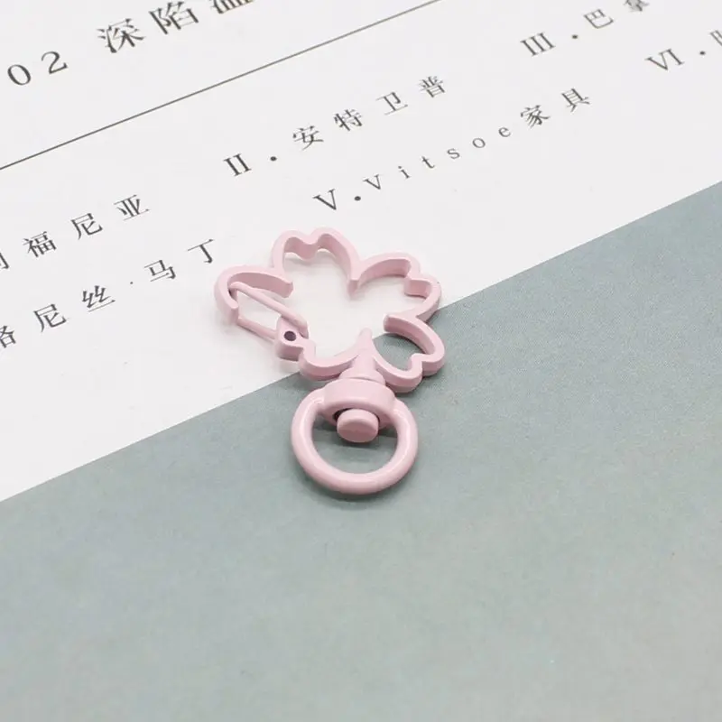 

10PCS paint color cherry blossom keychain spring hook lobster clasp lanyard flower-shaped DIY zinc alloy jewelry