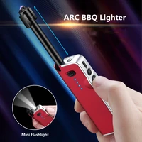 arc bbq lighter mini flashlight auxiliary lighting usb charging windproof electronic lighters for cigarette kitchen accessories