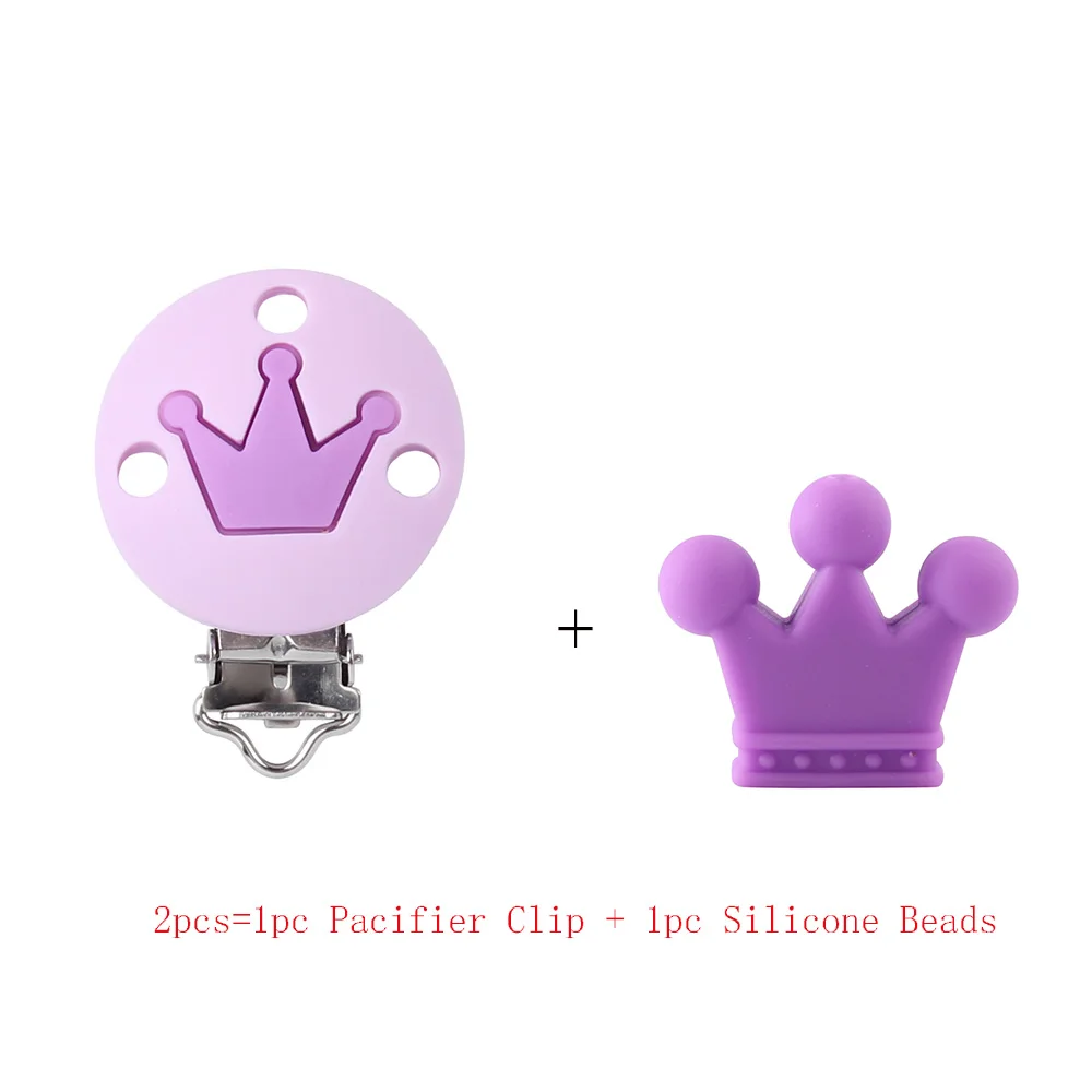 Clip and Beads K 2 шт. Корона силиконовые бусины клипсы для соски сделай своими ругами слингобусы игрушки Детские Силиконовые Прорезыватели аксессуары ниппель для клипа застежки - Цвет: Clip and Beads K