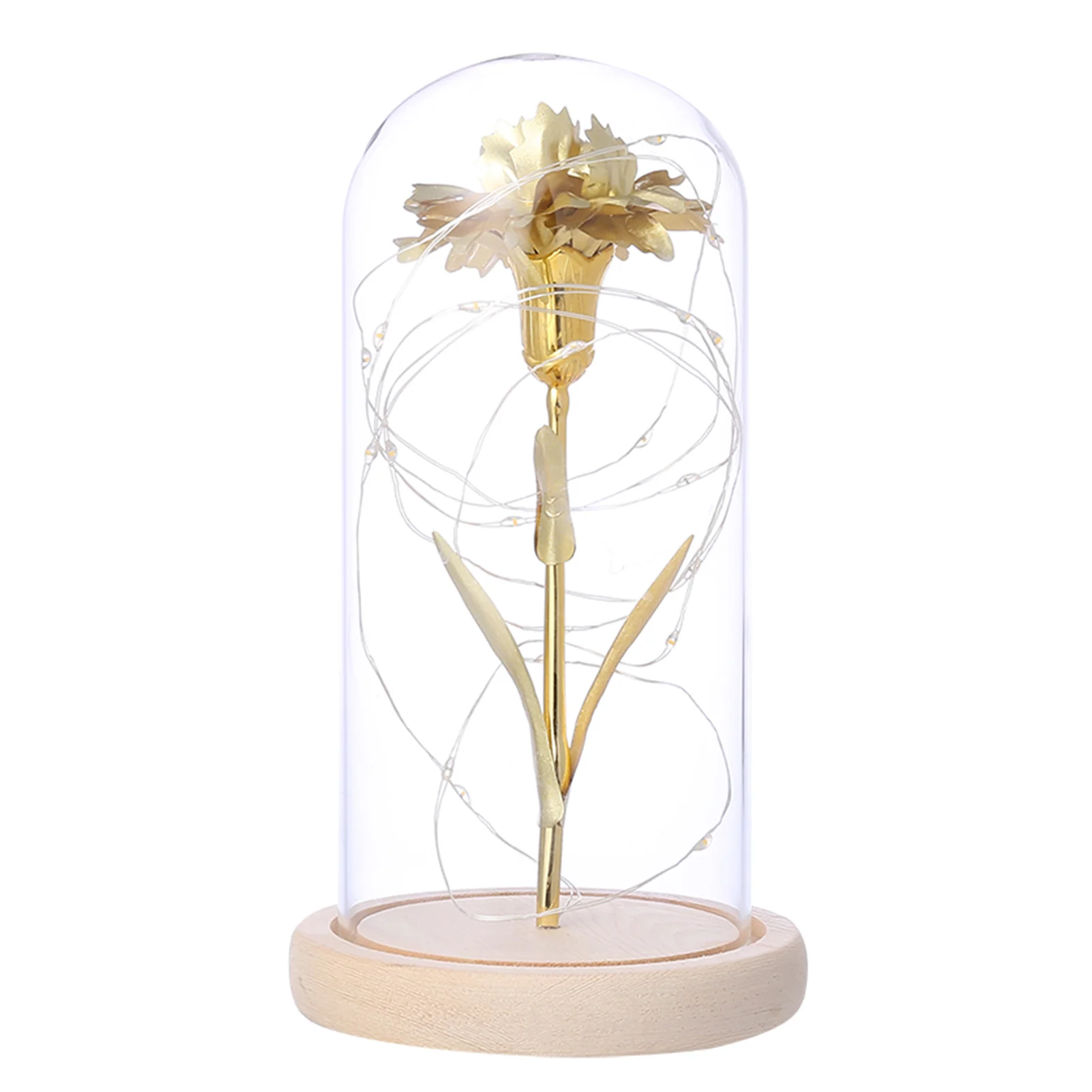

Creative Flower Gold Foil Carnation Flower String Light Glass Cover Romantic Night Light Home Decoration Holiday Lover Gift