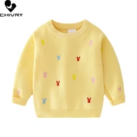 new 2021 baby girls pullover knitted sweater autumn winter kids fashion rabbit embroidery o neck jumper sweaters tops clothing