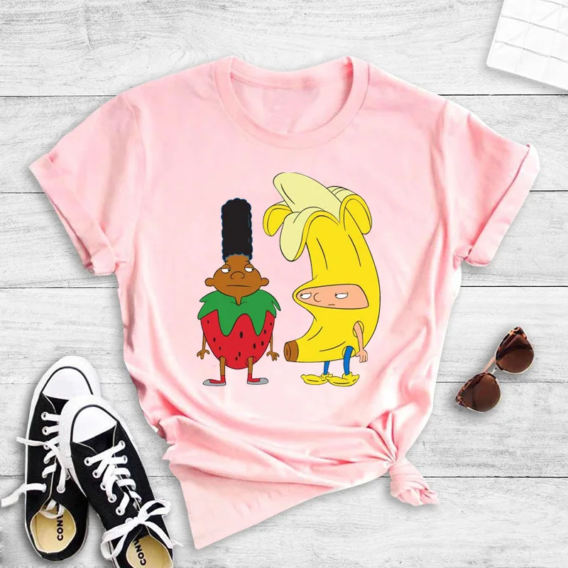 

2021 New Spring And Autumn Fashion And Naughty Cartoon Printed T-Shirt Pure Cotton Loose Top Women Have XL