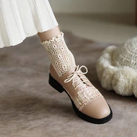 all melody new deisgn women shoes flat pumps bullock college style british splicing lace up sweet casual black blue beige plus42