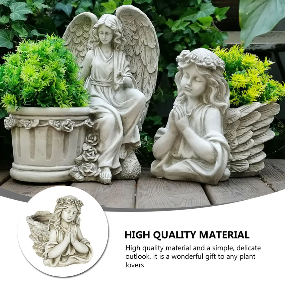 

1pc Resin Flower Pot Garden Home Decorative Flowerpot for Home (Beige)