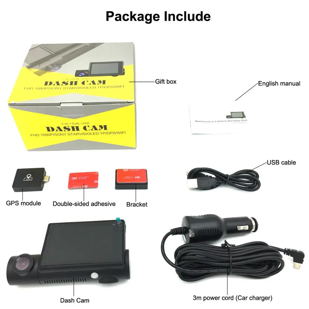 3 &quotOLED Wifi Автомобильный dvr камера Novatek NT96660 видеорегистратор gps трекер двойной