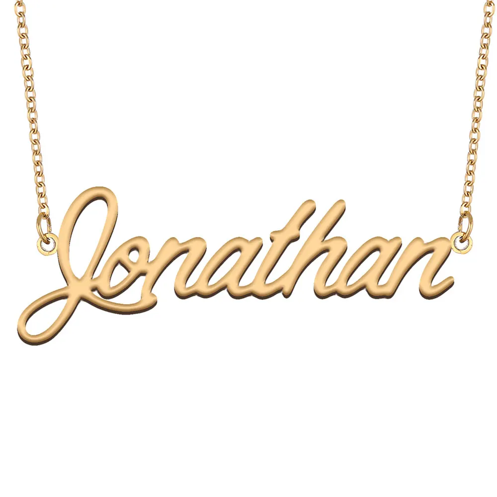 

Jonathan Name Necklace for Women Stainless Steel Jewelry Gold Plated Nameplate Pendant Femme Mothers Girlfriend Gift