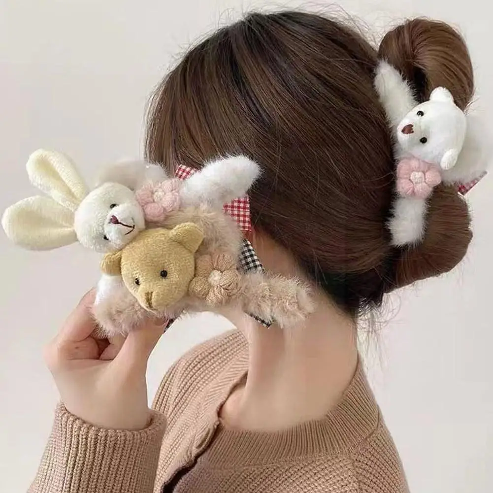 

Women Girls Cute Cartoon Bear Rabbit Flower Plush Hair Hair Decorate Hair Hair Sweet Accessories Clips Hairpins Fashion Cla I3h3