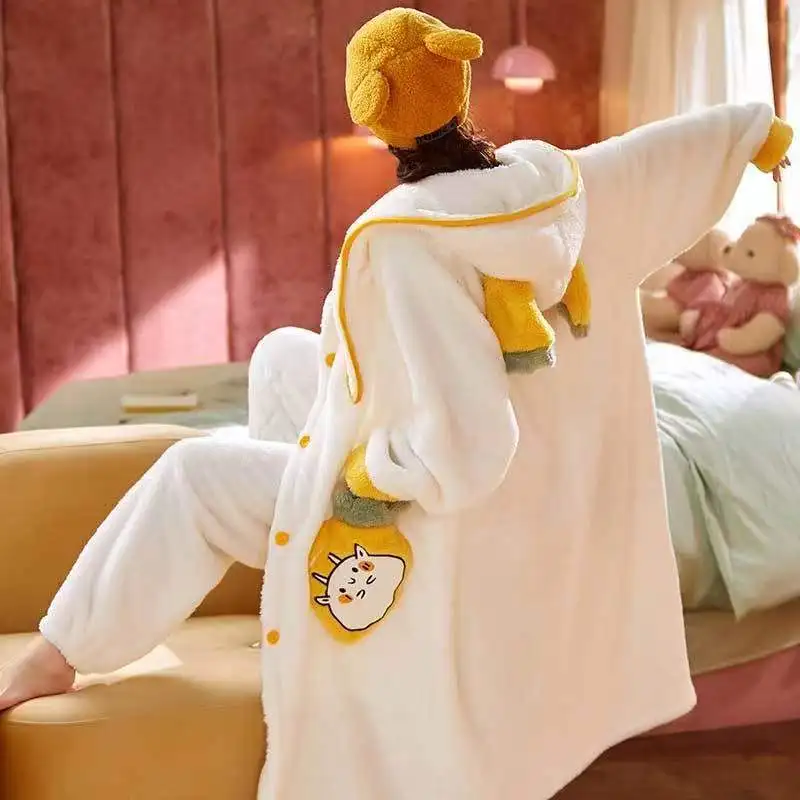 Winter Warm Coral Fleece Pajamas Set Women Thick 2 Piece/Set Long Sleeves Trousers Pyjamas Suit  Soft Nightwear