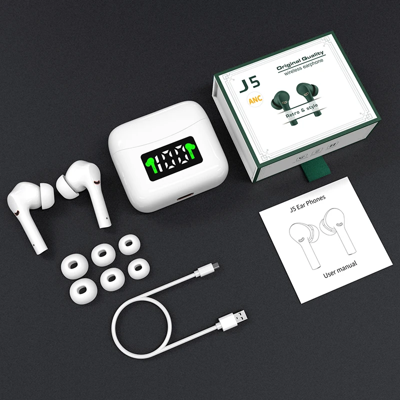 

ANC Wireless Earphones Bluetooth 5.2 Headphones TWS Stereo Earbuds IPX5 Waterproof Headsets With Dual Mic Active Noise Canceling