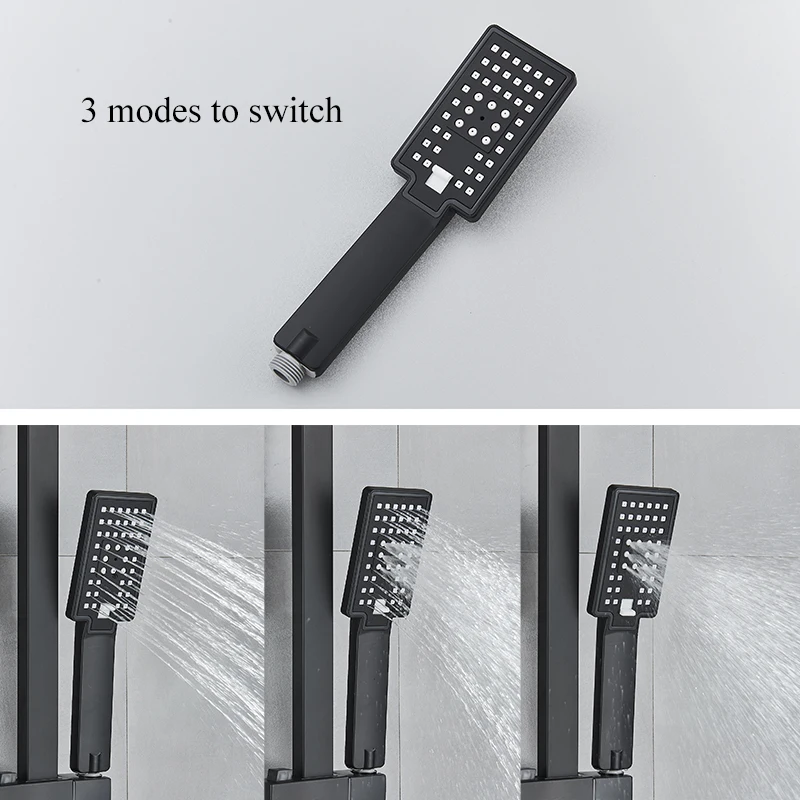 Senlesen Thermostatic Bathroom Shower Set Matte Black 8 inch Rainfall Head Wall Mounted System | Строительство и ремонт