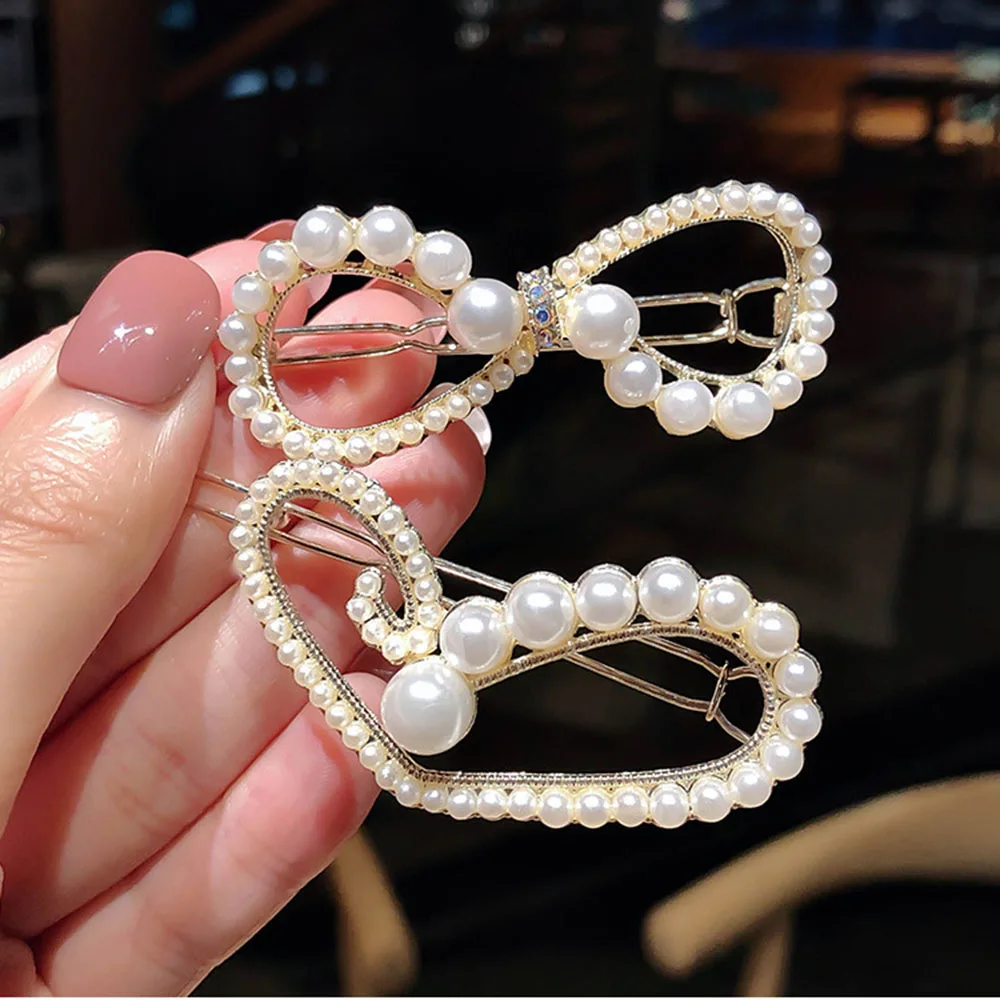 

New Pearl Hair Clip Women Hair Barrette Stick Snap Hair Clips Lots Salon Hairpin Hair Styling Accessories Wholesale
