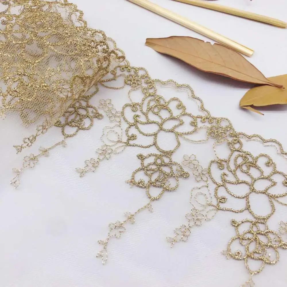 5 ярдов 15 9 см мягкая искусственная золотая нить ткань из полиэстера вышивка шитье