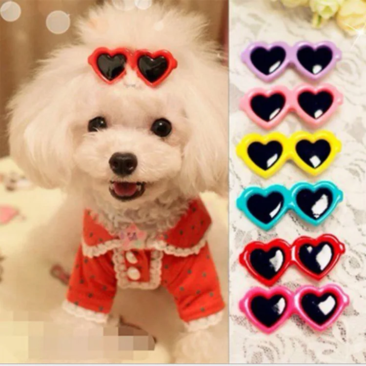 

10pcs/lot Pet Lovely Heart Sunglasses Hairpins Pet Dog Bows Hair Clips for Dogs Cat Yorkie Teddy Pet Hair Decor Pet Supplies