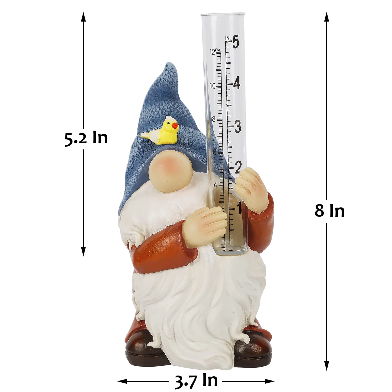 

Dwarf Rain Gauge Garden Statue With Plastic Rain Gauge Hand-Painted Dwarf Sculptures Resin Durable HFD889