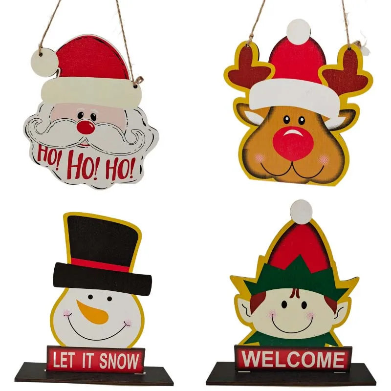 

Christmas Santa Claus Snowman Door Signs Hanging Christmas Wood Signs Plaque Door Decors for Home Party Decor