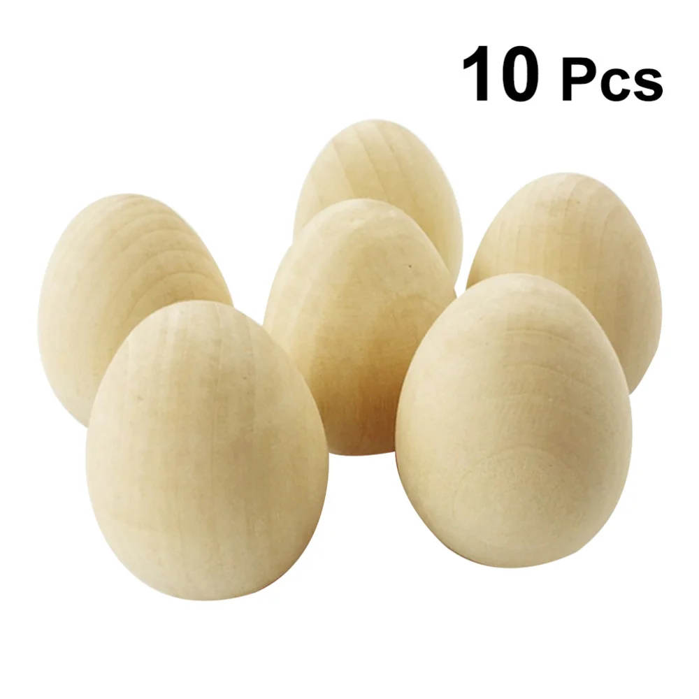 

10 Pcs Wooden Imitation Simulation Eggs Coloring Painted Easter Eggs DIY Decorations Gifts Toys For Christmas Easter Home Party
