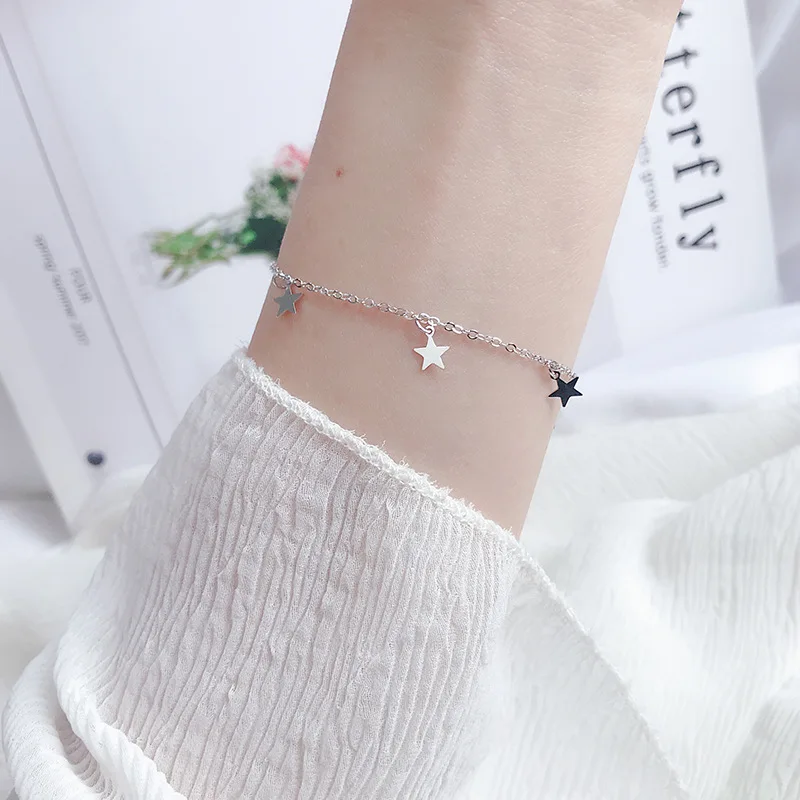 ElfoPlataSi 925 Твердые Настоящее Стерлинговое Серебро сладкий 5 звезда браслет для Для женщин жена для девушек OL Серебряные ювелирные изделия ED310