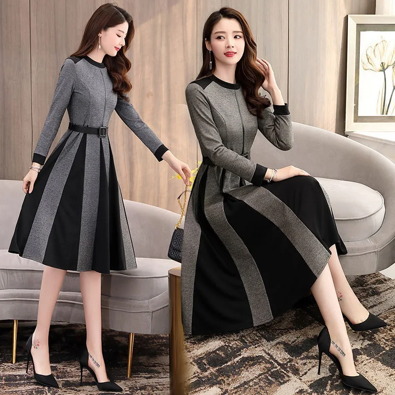 Широкое женское платье средней длины Осень зима 2020 модное облегающее А силуэта с