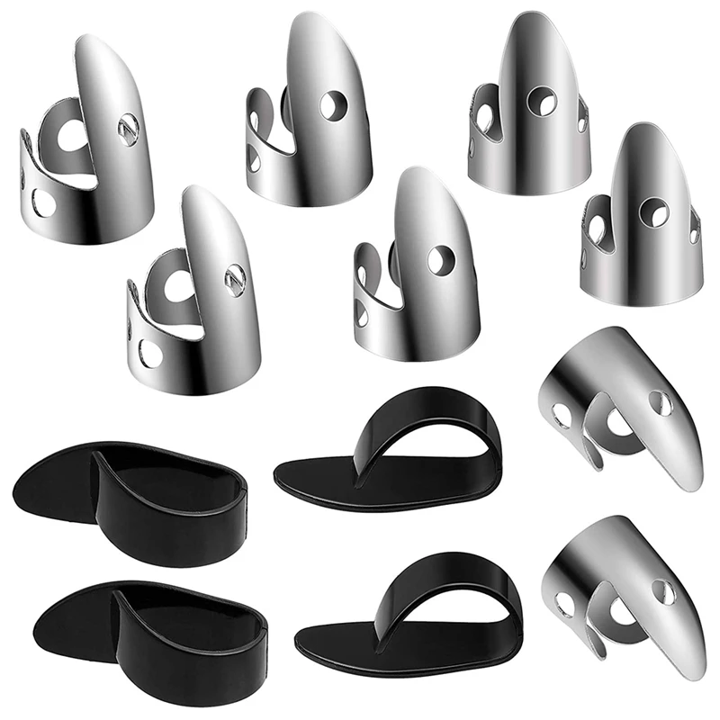 

Dropship-12 шт Сталь палец выбирает набор, металлический палец Picks регулируемые басы палец Picks для гитары, банджо и Другое инструменты