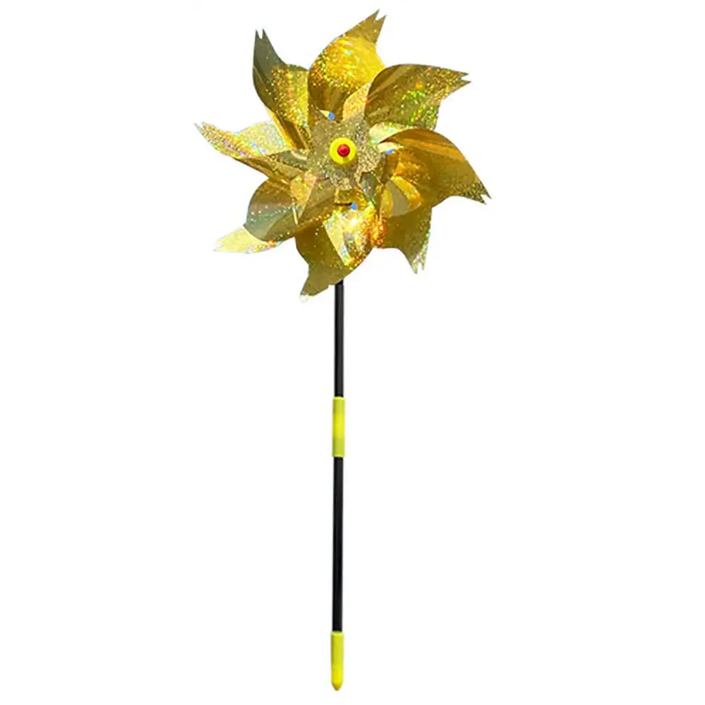 

10pcs 50cm Pinwheels 5 Leaves Reflective Sparkly Bird Windmill Protect Garden Plant Flower Lawn Decor