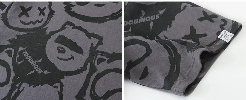 

2021 Summer New Pure Cotton Short-sleeved Cartoon Bear Print Fun Couple Round Neck Casual Top anime T-shirt men clothing