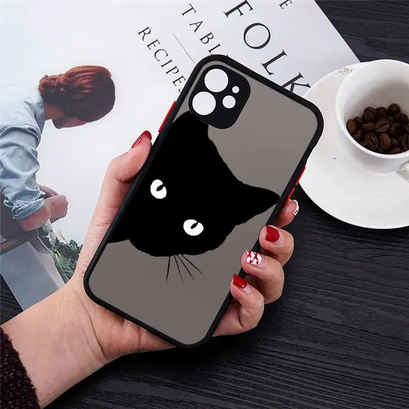 

Illustration art cat animal Phone Case matte transparent For iphone 7 8 11 12 plus mini x xs xr pro max cover