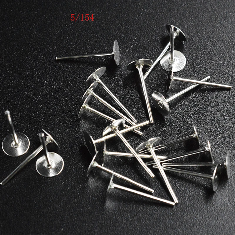 FLTMRH 70 шт 5 мм Пустые серьги гвоздики основа подходит Кабошон Камея Настройки DIY