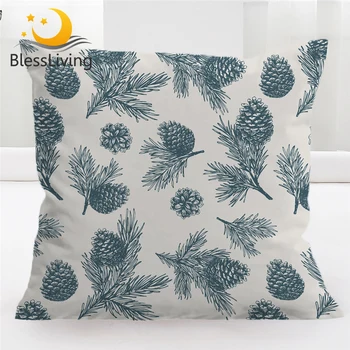 BlessLiving Pine Cones Pillow Cover Green Natural Cushion Cover Pinecone Home Decor Leaf Decorative Pillow Case 45x45 Drop Ship 1