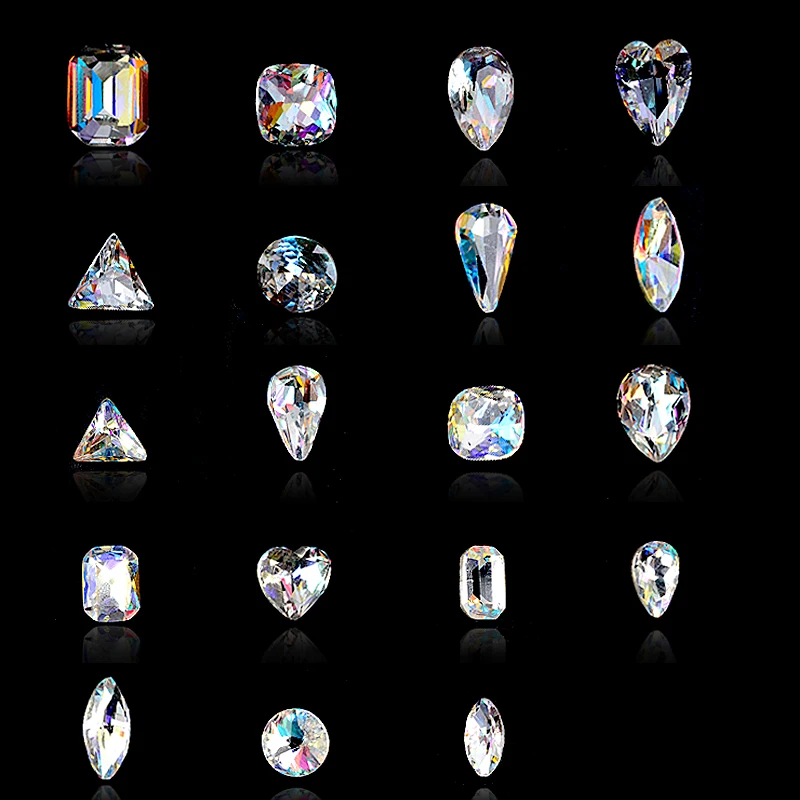 Кристаллы AB 3D Стразы для дизайна ногтей драгоценные камни с плоской задней