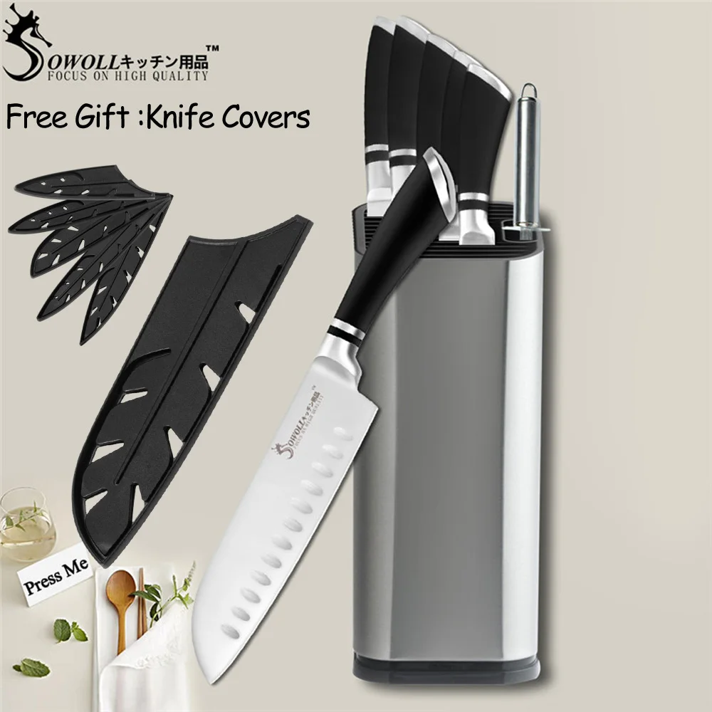 O.8 Pcs Set SOWOLL кухонный нож-Кливер высокоуглеродистые ножи из нержавеющей стали мясник измельчитель Кливер 6 дюймов из нержавеющей стали разделочный нож - Цвет: O.8 Pcs Set