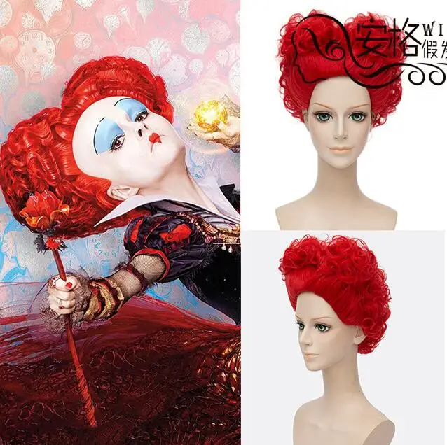 

Cosplay Anime Alice in Wonderland The Red Queen Red Short Curly Wig Costume Heat Resistant Movies Hair Women Cosplay Wigs