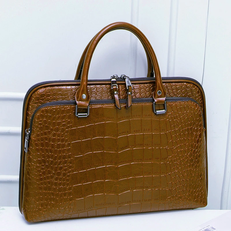 

Fashion Women's Leather Briefcase For 13.3" 14.1 Inch Laptop Handbag 2021 Girls Shoulder Bags Woman Work Office Leather Handbags