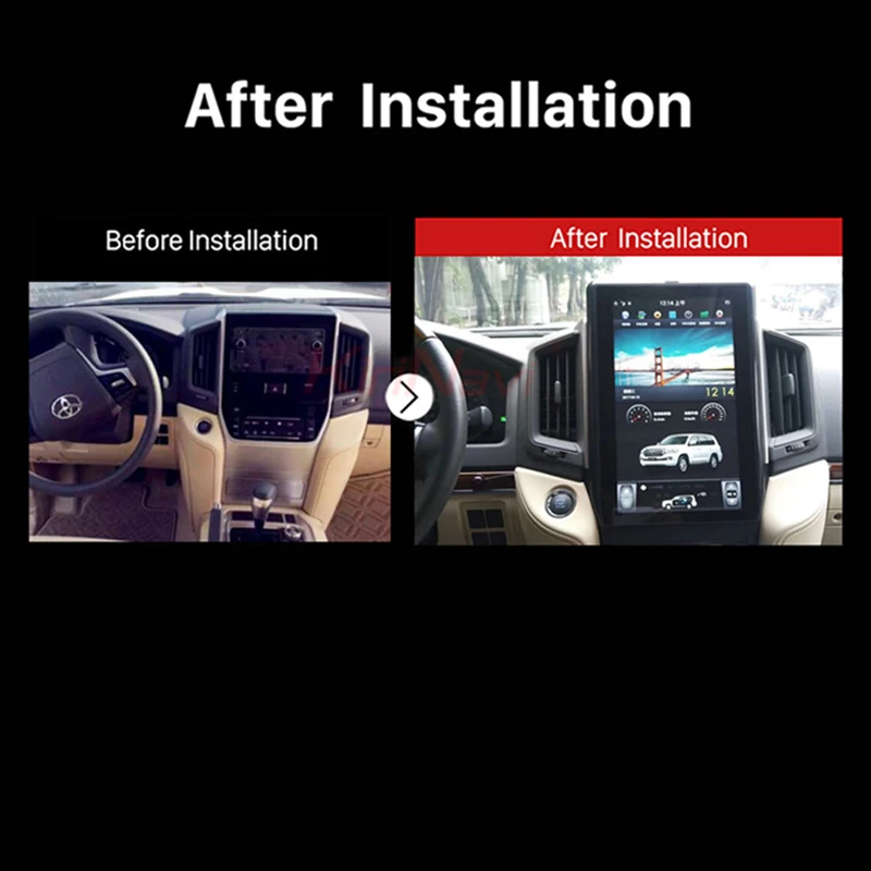 KiriNavi вертикальный экран Tesla стиль 14 ''Android 8,1 Автомагнитола для Toyota Land Cruiser 200 Автомобильный мультимедийный Dvd НАВИГАЦИЯ