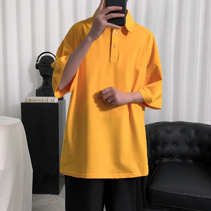 

Summer Men's Shirt Collar Polo Shirt Half Sleeve Short Sleeve Pure Cotton Pure Color Ice Silk Breathable Fashion Wild Simple Per