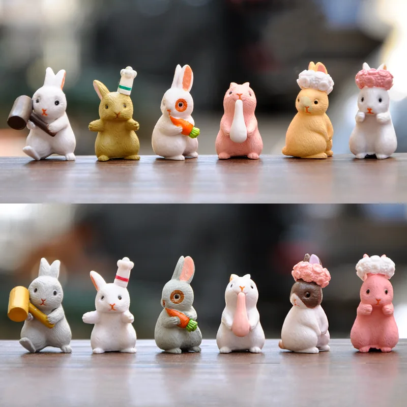 

Lovely Rabbit Family Wreath Small Rabbit Doll Ornament Super Mini Micro Landscape Desktop Fleshy Flowerpot Ornament
