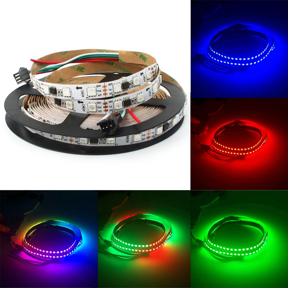 

LED Strip Light WS2811 2811 IC DC12V Programmable Individual Addressable RGB 5050 SMD Dream Color ribbon lamp 5m White PCB