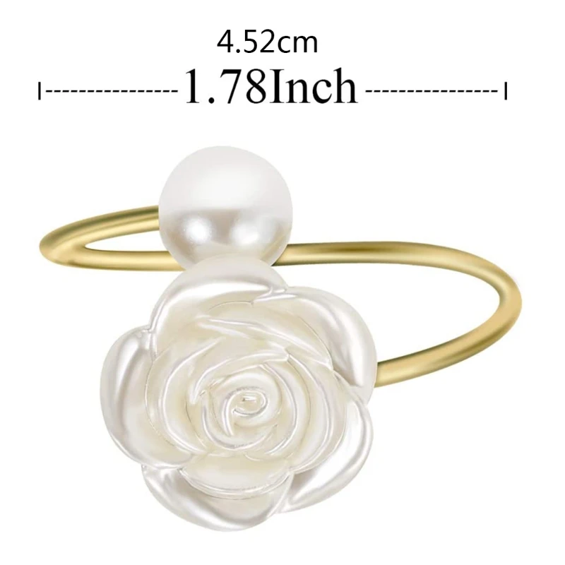 

6pcs Camellia Flower Napkin Ring Buckle Holder for Wedding Party Holiday Banquet Christmas Dinner Table Setting Decoration
