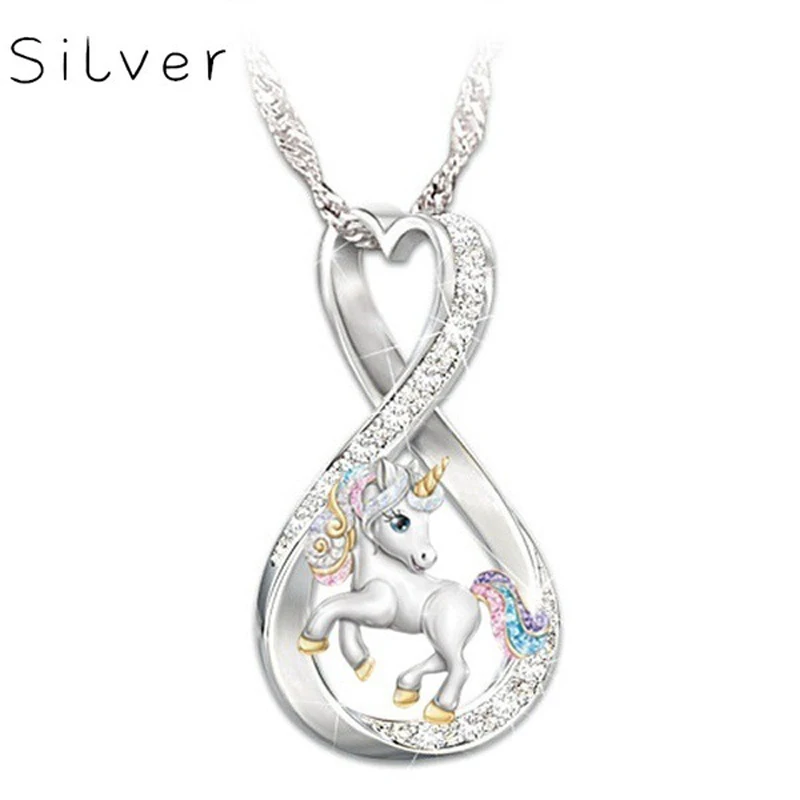 

New Teen Girl Gift Chain Jewelry Gift Cartoon Beautiful Unicorn Heart Pendant Necklace For Women