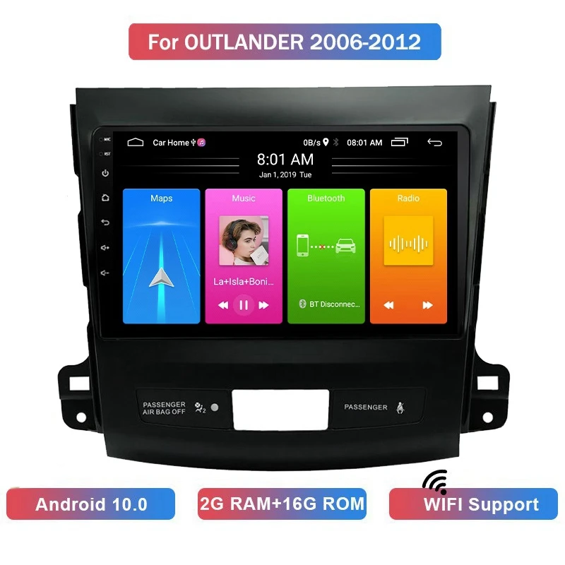 

9 дюймовый 2 Din Android 10,1 автомобильный MP5-плеер Радио 2 + 16 Гб Wifi Bluetooth GPS навигация для Mitsubishi Outlander 2006-2012