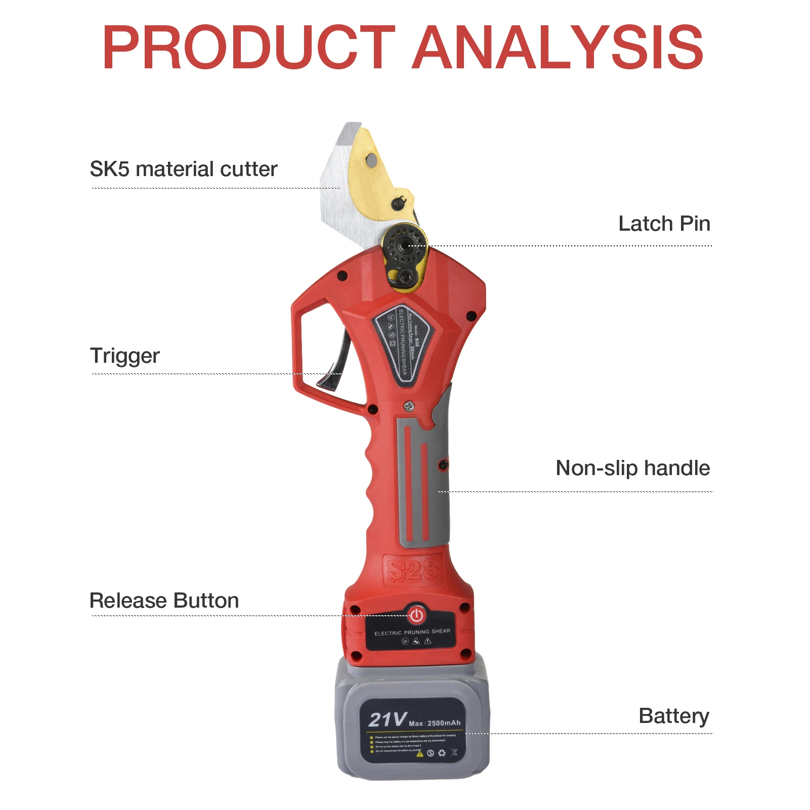 

Electric Pruner Cordless Trimmer 2 Lithium Battery Pruning Shear Fruit Tree Bonsai Branch Cutter Scissor Garden Power Tool 21V