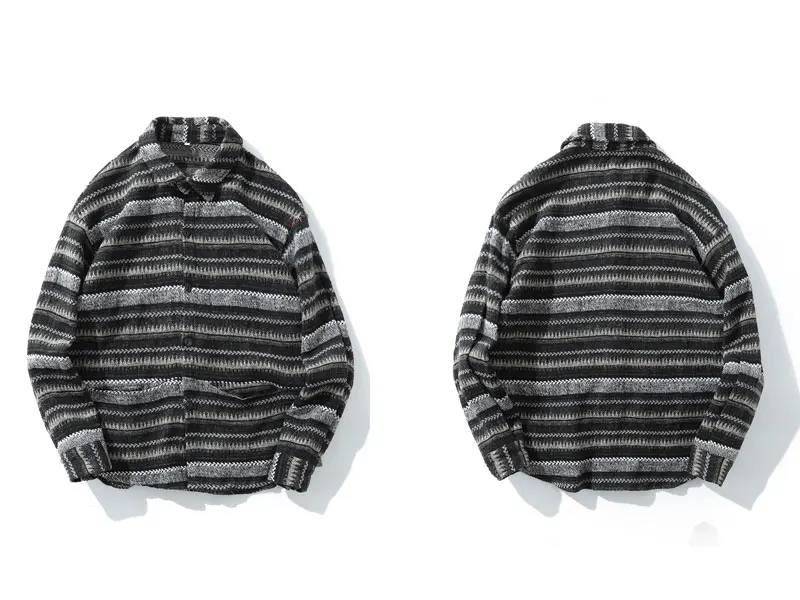 

Geometric Striped Long Sleeve Shirts Men Hip Hop Button Down Dress Shirt Streetwear Hipster Fashion Casual Shirts Tops