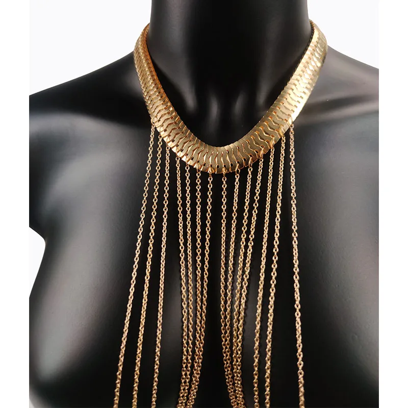 

Gold Sexy Body Jewelry Chest Chain Bikini Belly Chains for Women Waist Girl Fashion Beach Simple Party Multilayer Necklace Boho