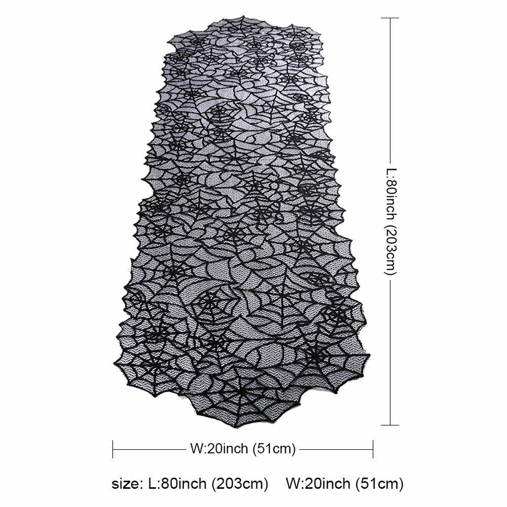 Скатерть из черного кружева с изображением паутины на Хэллоуин | Дом и сад
