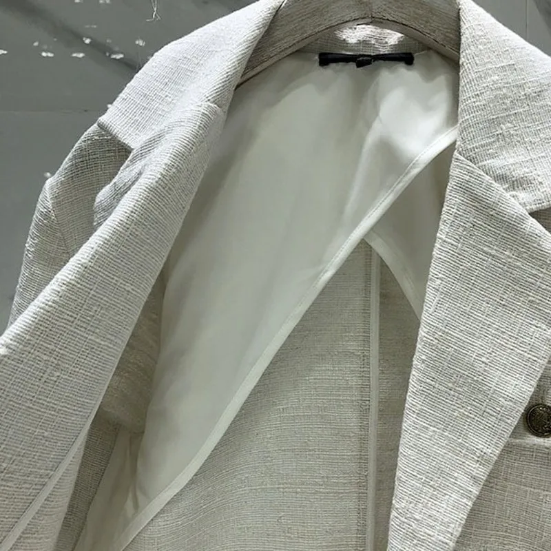 Женская тонкая твидовая куртка с поясом на шнуровке коротким рукавом офисный