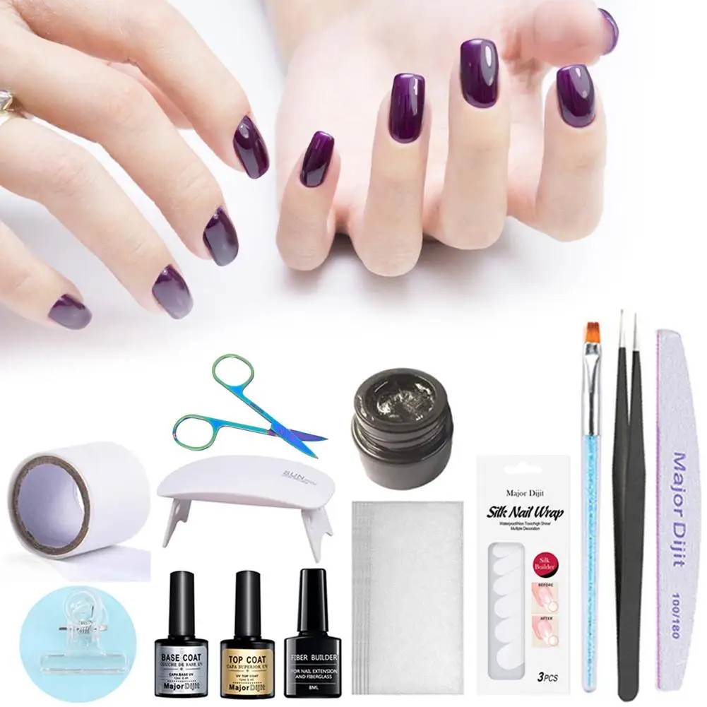 Набор для наращивания ногтей профессиональный из стекловолокна 6 Вт УФ