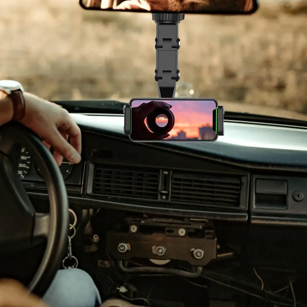new adjustable phone holder universal stable clip for car rearview mirror multi function lazy bracket easy to install phone rack free global shipping