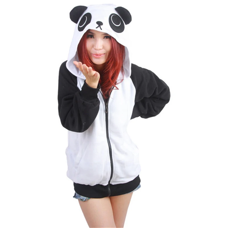 Женская толстовка с капюшоном и принтом панды Весенняя в виде животного ушками