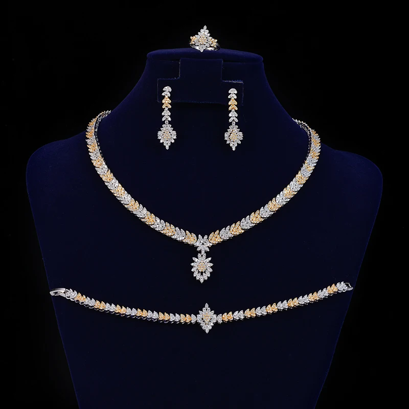 Ювелирные наборы HADIYANA серьги кольцо браслет и ожерелье классический