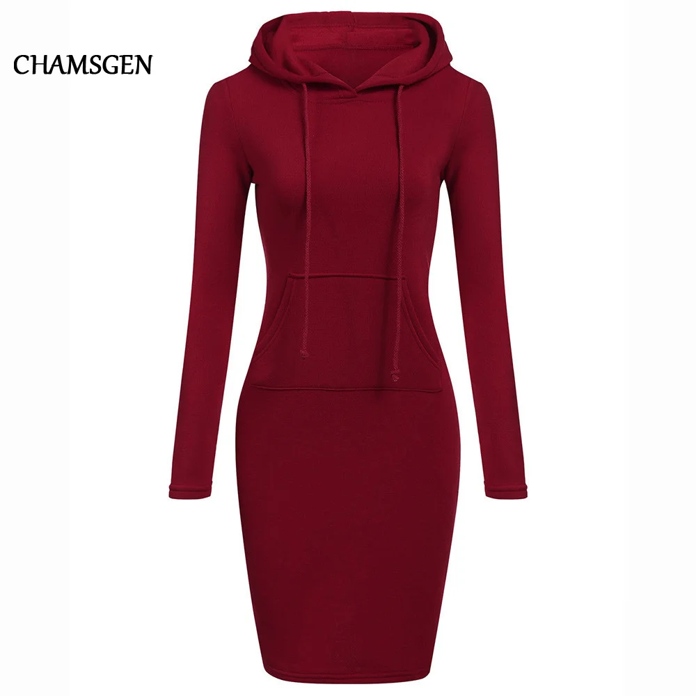 Женское платье с длинным рукавом CHAMSGEND 2020 однотонное лоскутное круглым вырезом и